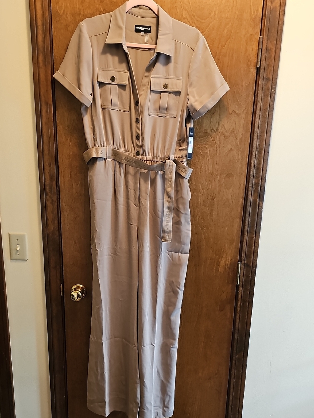 Karl Lagerfeld Logo Belted Jumpsuit